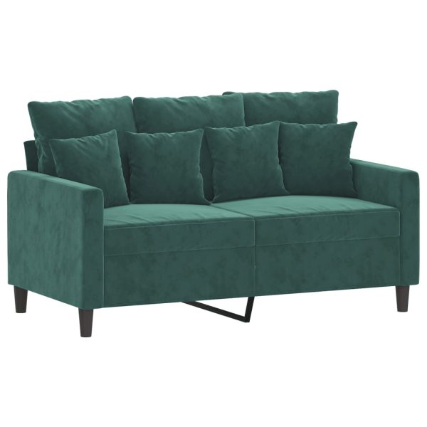 2 pcs conjunto de sofás com almofadões veludo verde-escuro - Image 2