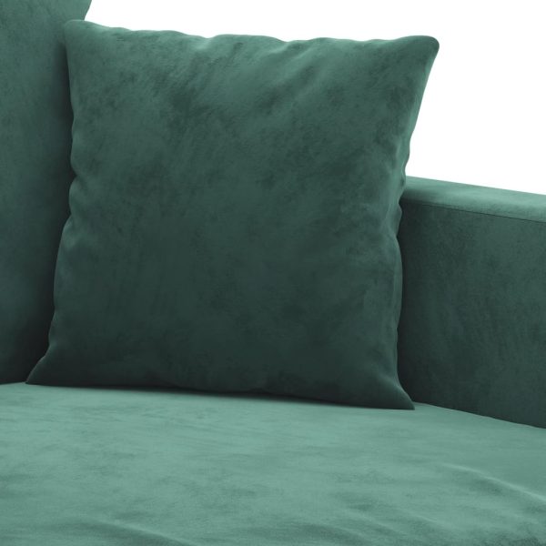 2 pcs conjunto de sofás com almofadões veludo verde-escuro - Image 4