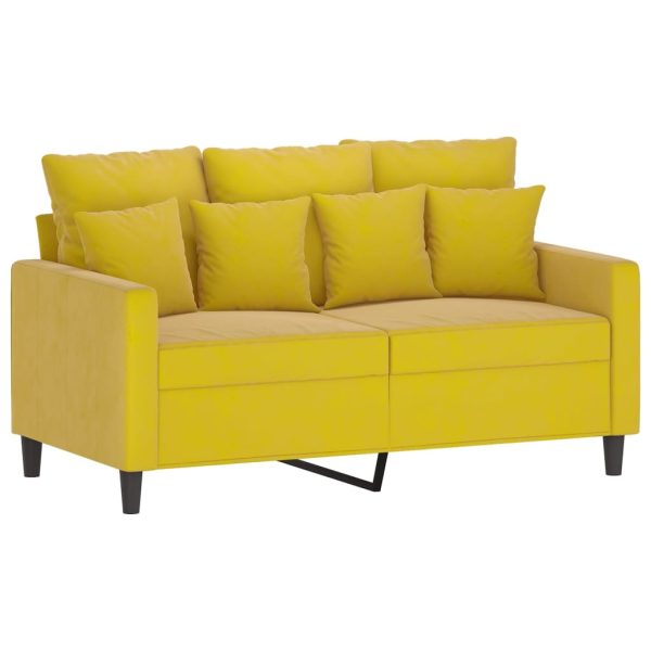 2 pcs conjunto de sofás com almofadões veludo amarelo - Image 2