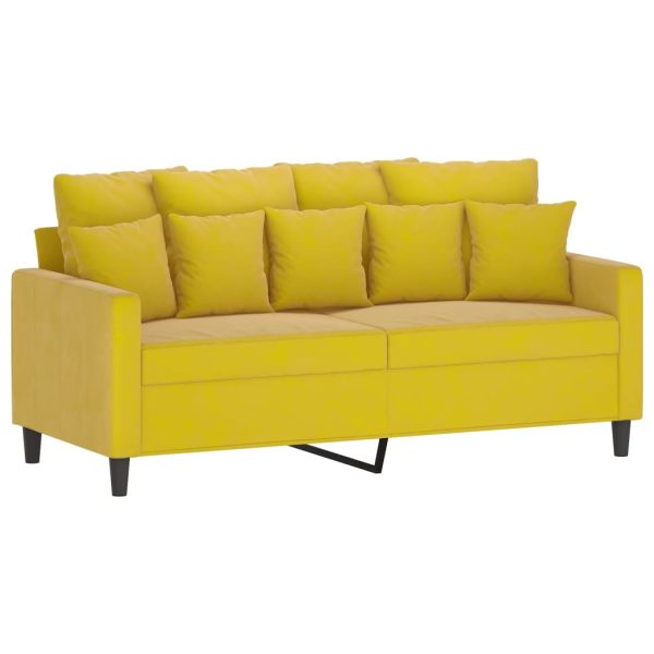 2 pcs conjunto de sofás com almofadões veludo amarelo - Image 3