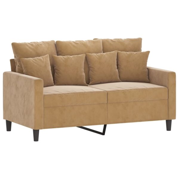 2 pcs conjunto de sofás com almofadões veludo castanho - Image 2