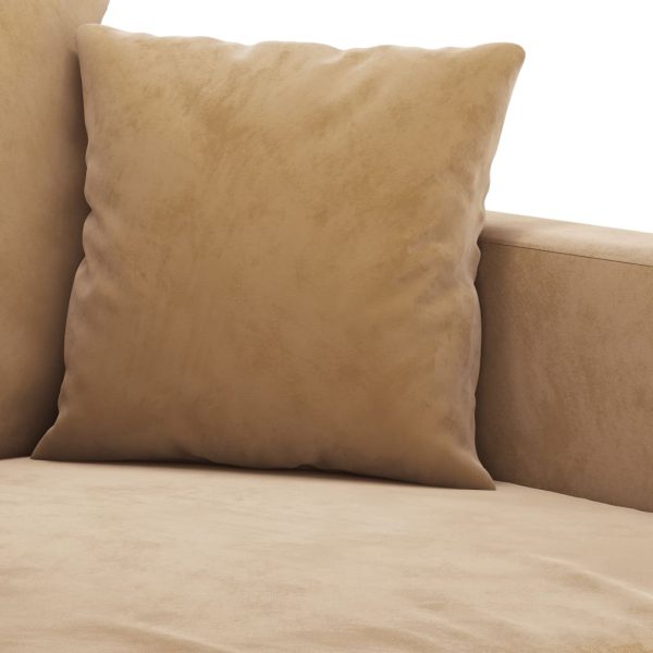 2 pcs conjunto de sofás com almofadões veludo castanho - Image 4