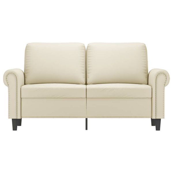 Sofá de 2 lugares 120 cm couro artificial cor creme - Image 2