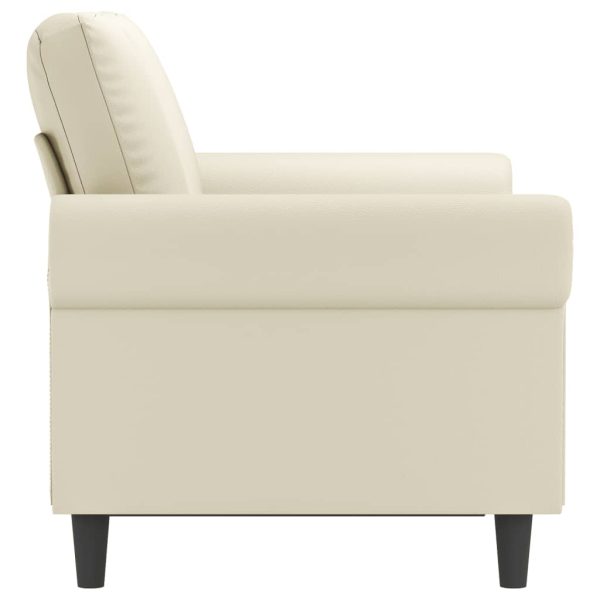 Sofá de 2 lugares 120 cm couro artificial cor creme - Image 3