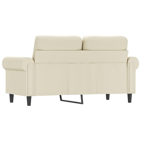 Sofá de 2 lugares 120 cm couro artificial cor creme - Image 4