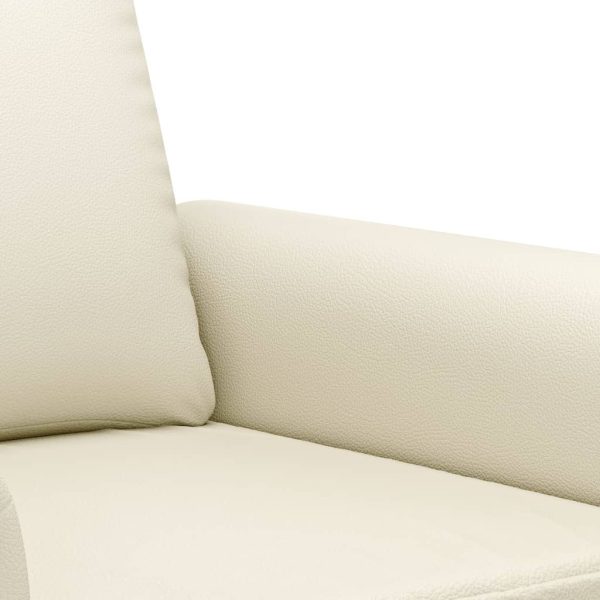 Sofá de 2 lugares 120 cm couro artificial cor creme - Image 5