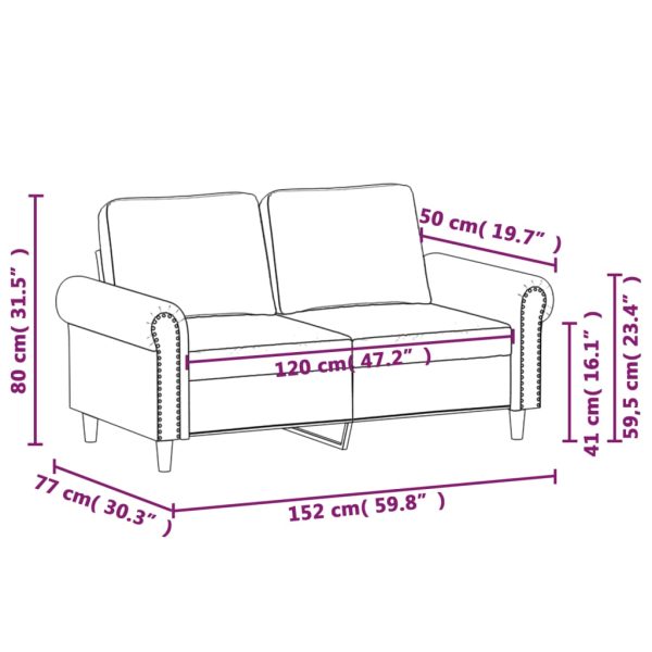 Sofá de 2 lugares 120 cm couro artificial cor creme - Image 7