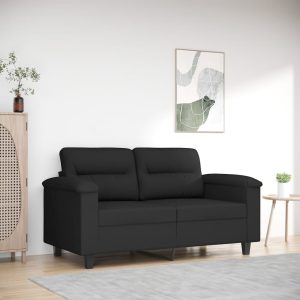 Sofá de 2 lugares 120 cm tecido de microfibra preto