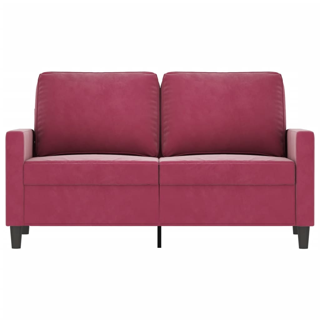 Sofá de 2 lugares veludo 120 cm vermelho tinto - Image 2