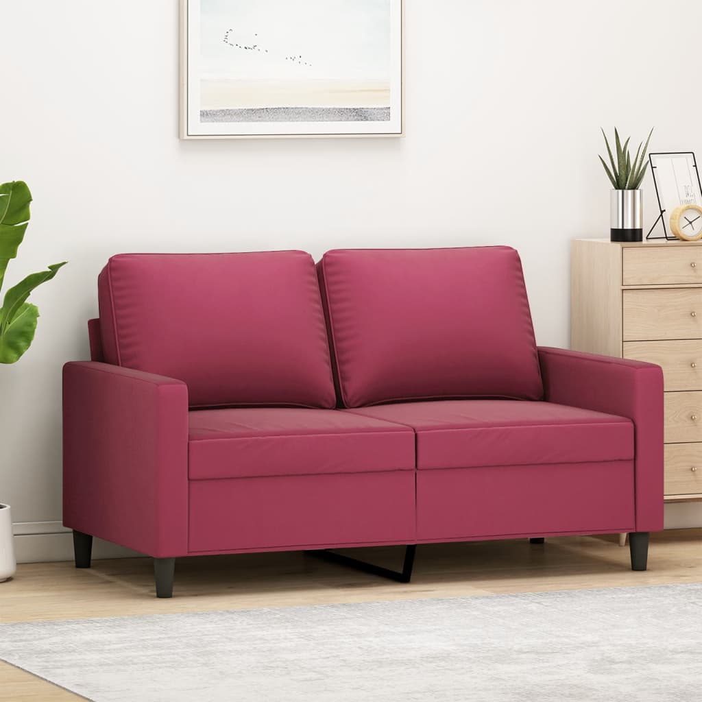 Sofá de 2 lugares veludo 120 cm vermelho tinto