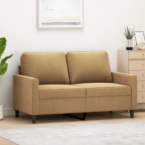 Sofá de 2 lugares veludo 120 cm castanho