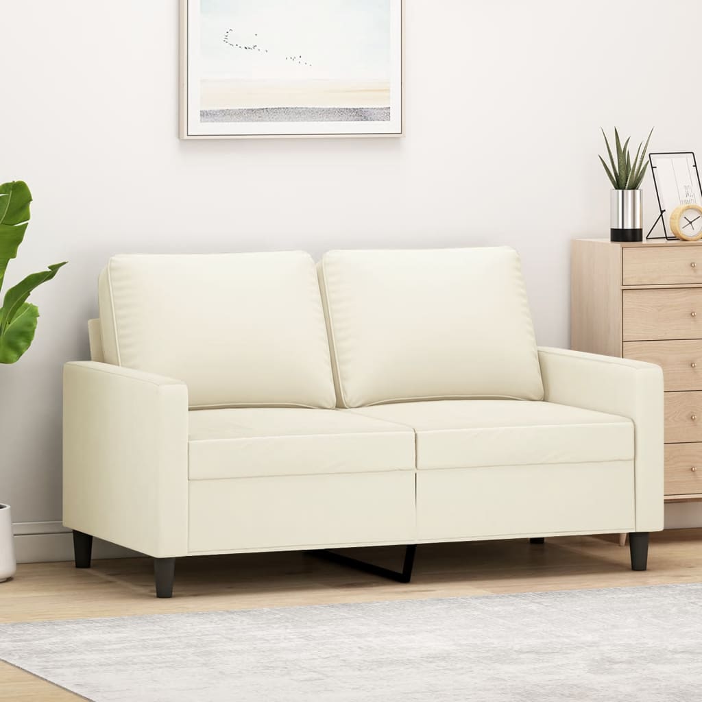 Sofá de 2 lugares veludo 120 cm cor creme