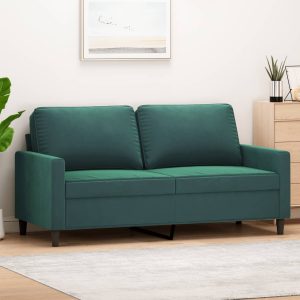 Sofá de 2 lugares 140 cm veludo verde-escuro