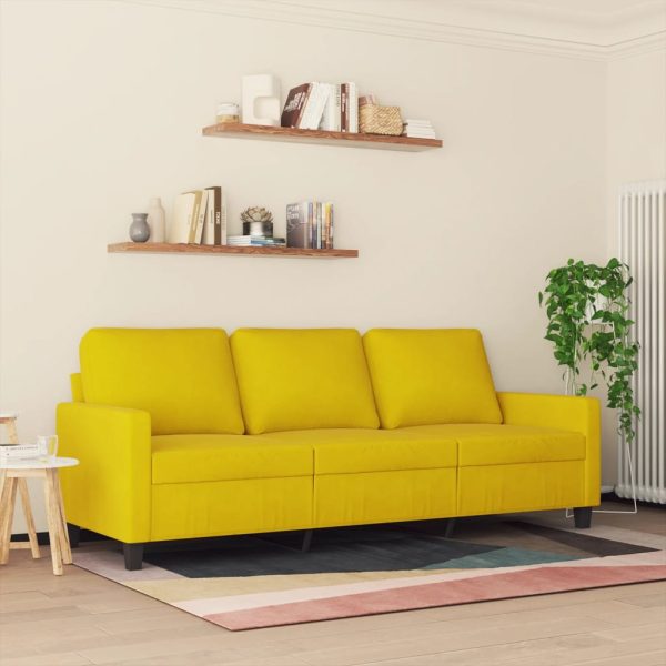 Sofá de 3 lugares 180 cm veludo amarelo - Image 2