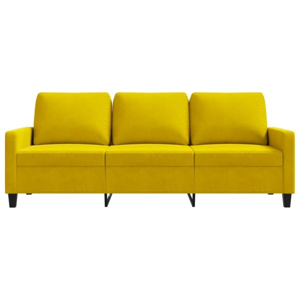 Sofá de 3 lugares 180 cm veludo amarelo - Image 3