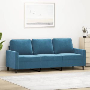 Sofá de 3 lugares 180 cm veludo azul