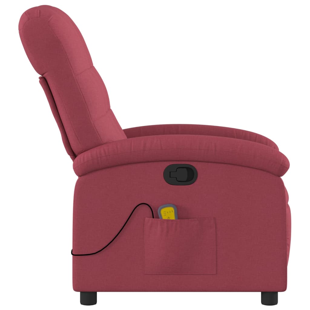 Poltrona de massagens reclinável tecido vermelho tinto - Image 4