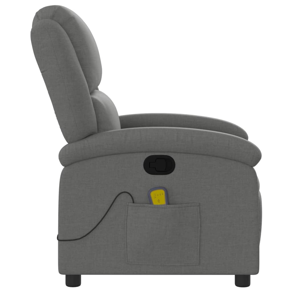 Poltrona de massagens reclinável tecido cinzento-escuro - Image 4