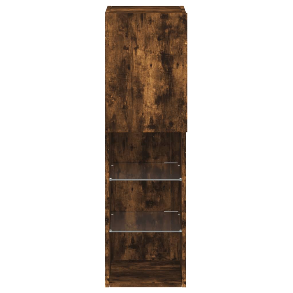 Móveis de TV c/ luzes LED 2 pcs 30,5x30x102 cm carvalho fumado - Image 8