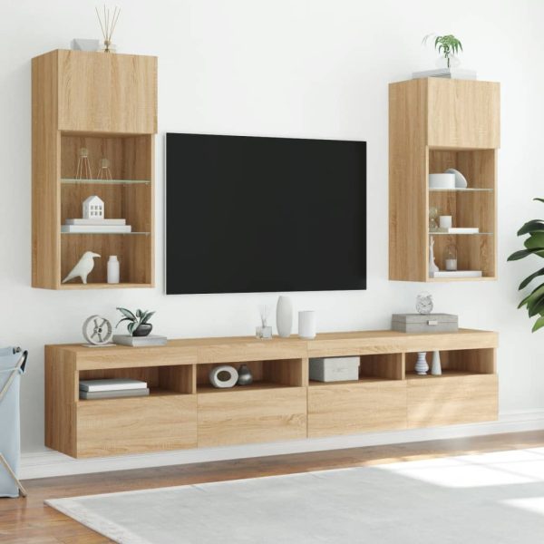 Móvel de TV com luzes LED 40,5x30x90 cm carvalho sonoma - Image 2