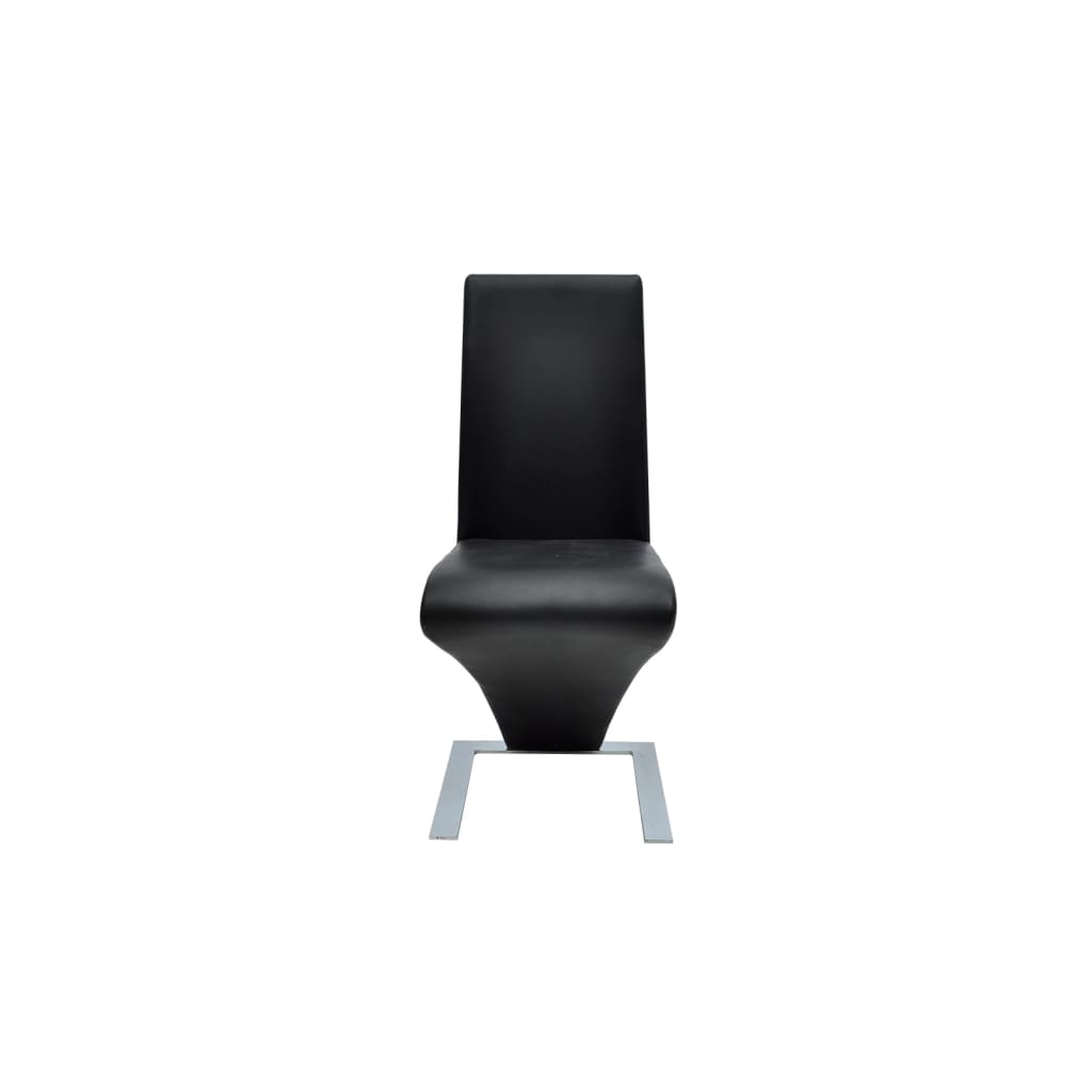 Cadeiras de jantar 2 pcs couro artificial preto - Image 3