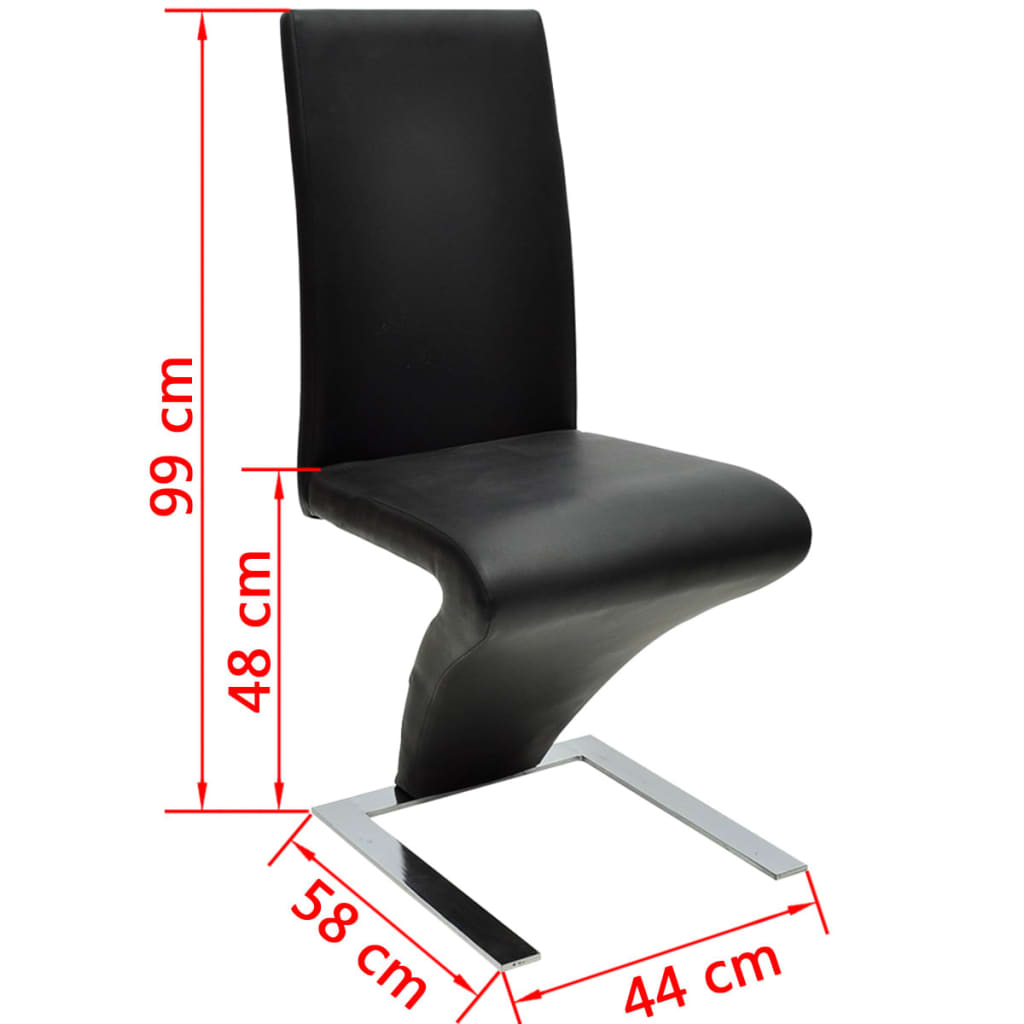 Cadeiras de jantar 2 pcs couro artificial preto - Image 6