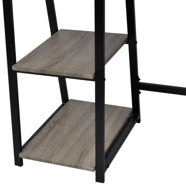 Mesa com 2 prateleiras cinzento e carvalho - Image 4