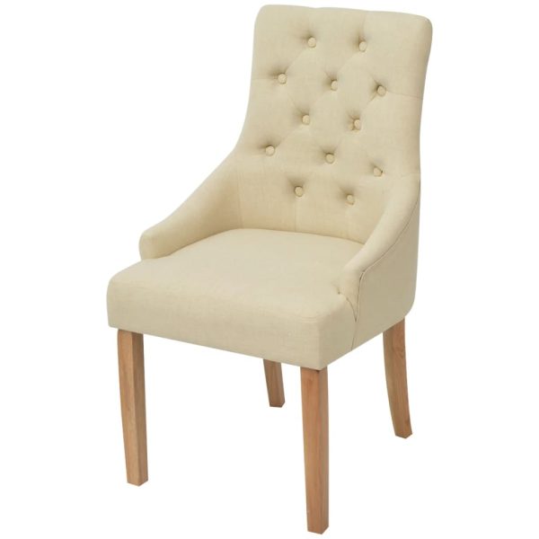 Cadeiras de jantar 2 pcs tecido cor creme - Image 2