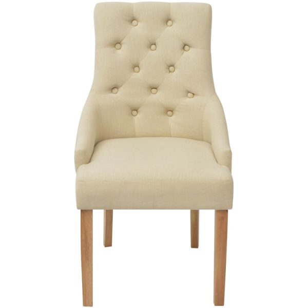 Cadeiras de jantar 2 pcs tecido cor creme - Image 3