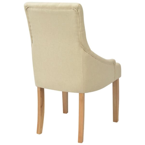 Cadeiras de jantar 2 pcs tecido cor creme - Image 4