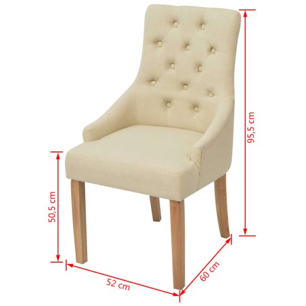 Cadeiras de jantar 2 pcs tecido cor creme - Image 6