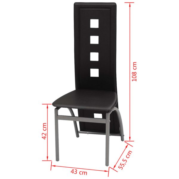 Cadeiras de jantar 4 pcs couro artificial preto - Image 5