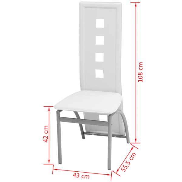 Cadeiras de jantar 4 pcs couro artificial branco - Image 4