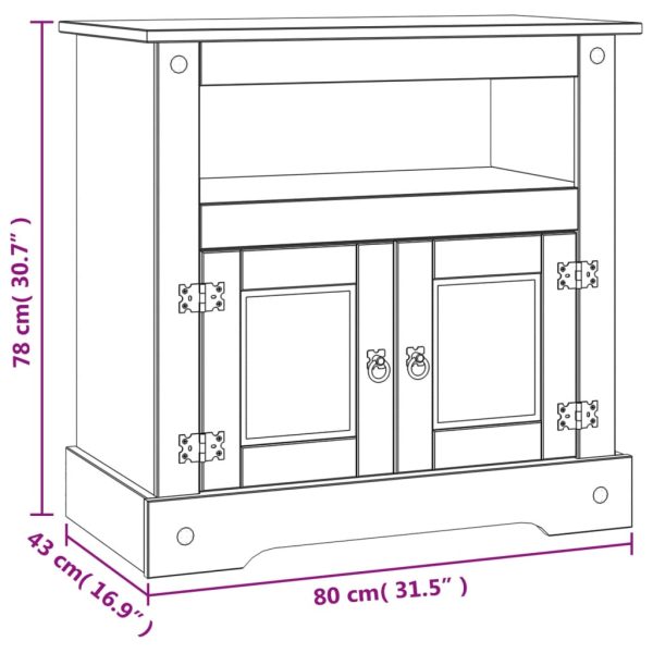 Móvel de TV Corona Range em pinho mexicano 80x43x78 cm - Image 8