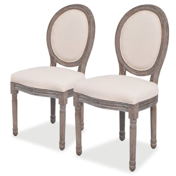 Cadeiras de jantar 2 pcs tecido cor creme