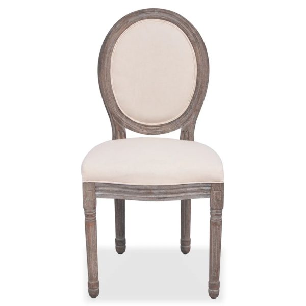 Cadeiras de jantar 4 pcs tecido cor creme - Image 3