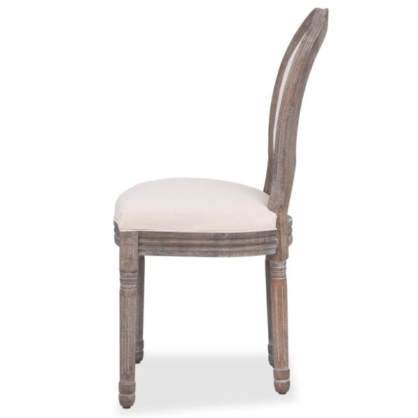 Cadeiras de jantar 4 pcs tecido cor creme - Image 4