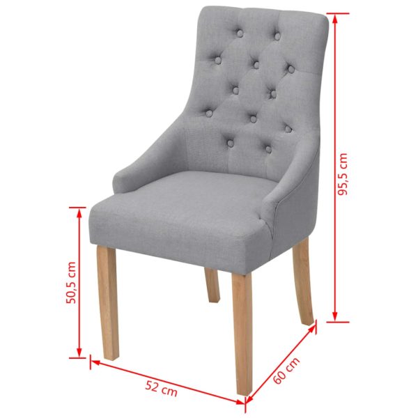 Cadeiras de jantar 4 pcs tecido cinzento-claro - Image 6