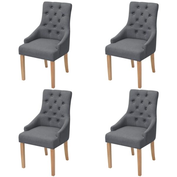 Cadeiras de jantar 4 pcs tecido cinzento-escuro