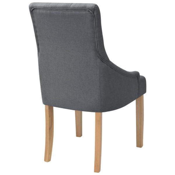 Cadeiras de jantar 4 pcs tecido cinzento-escuro - Image 4
