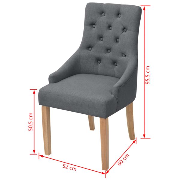 Cadeiras de jantar 4 pcs tecido cinzento-escuro - Image 6