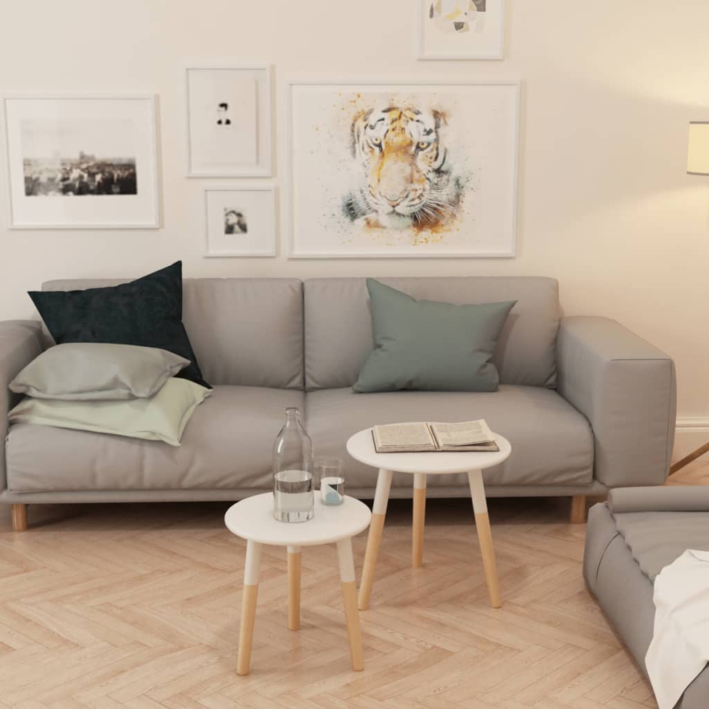 Conjunto mesas de apoio 2 pcs pinho maciço branco - Image 7