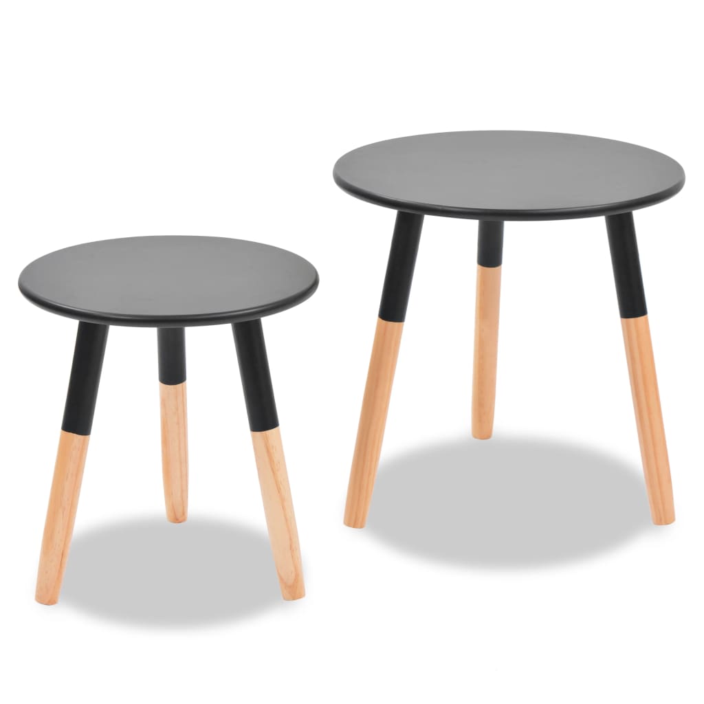 Conjunto mesas de apoio 2 pcs pinho maciço preto - Image 2
