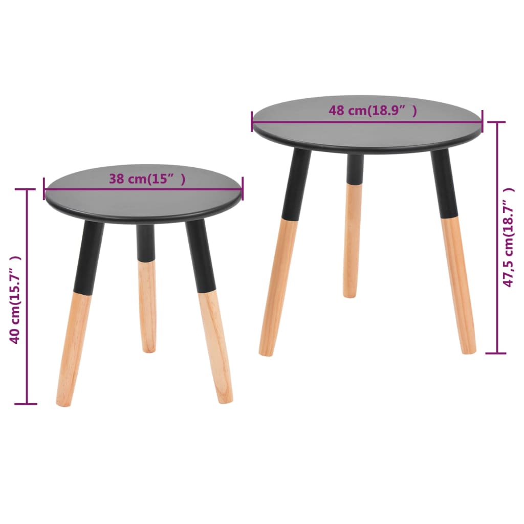 Conjunto mesas de apoio 2 pcs pinho maciço preto - Image 8