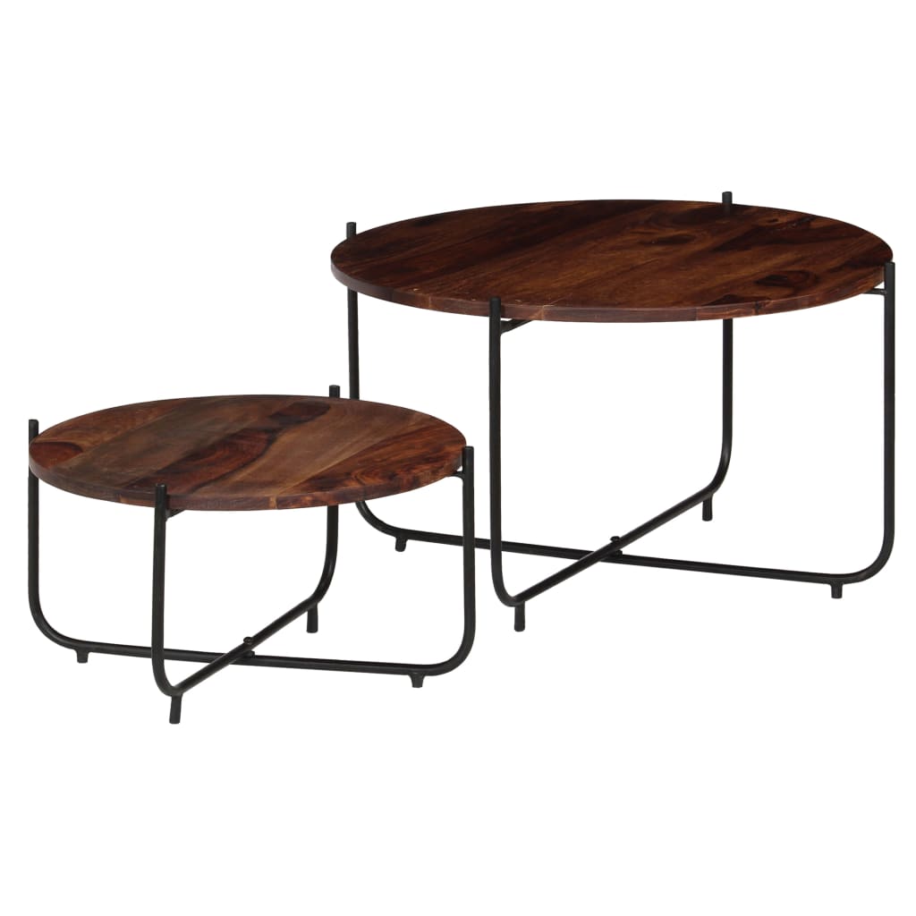 Conj. mesas de centro 2 pcs madeira de sheesham maciça 60x35 cm