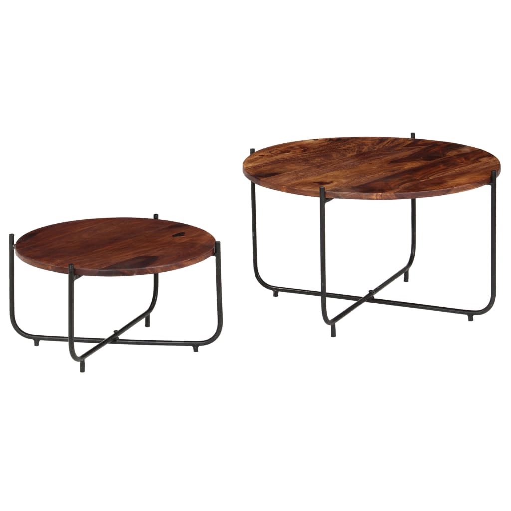 Conj. mesas de centro 2 pcs madeira de sheesham maciça 60x35 cm - Image 2
