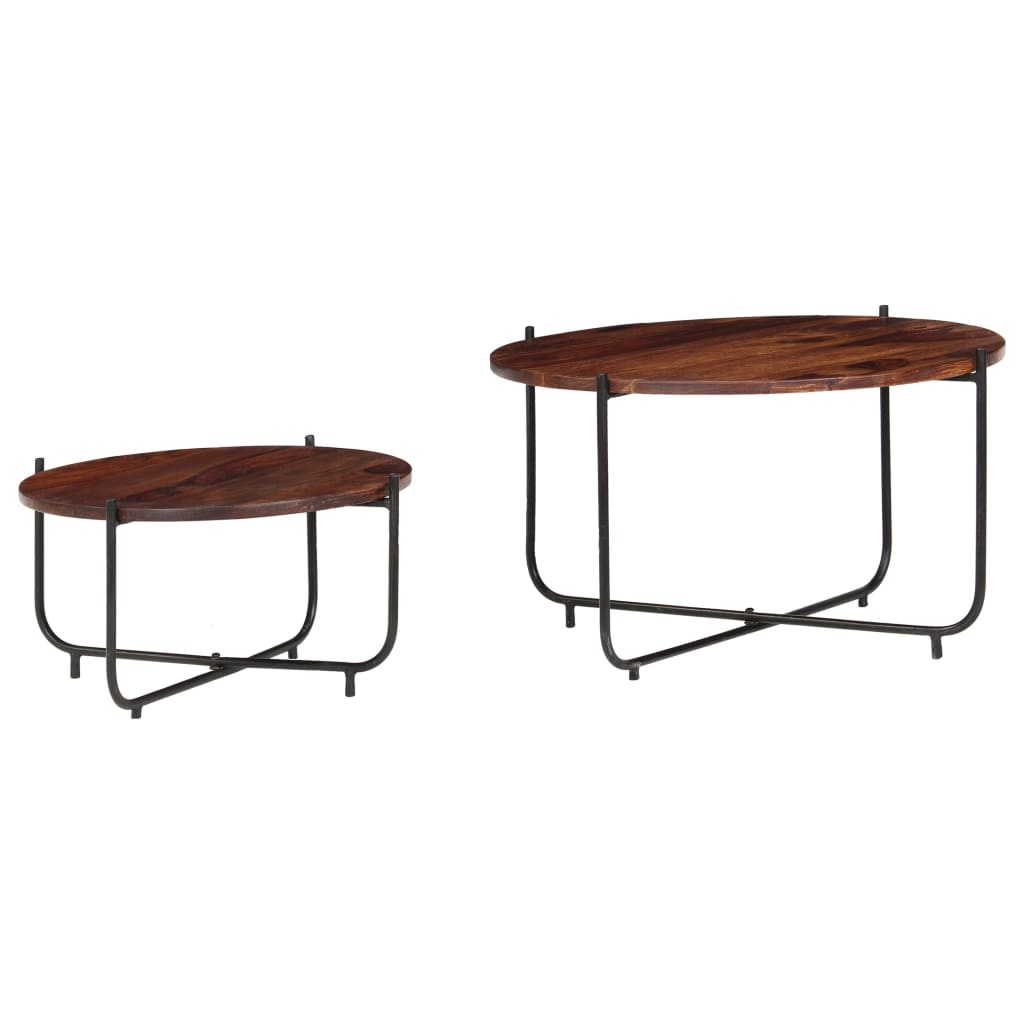 Conj. mesas de centro 2 pcs madeira de sheesham maciça 60x35 cm - Image 12