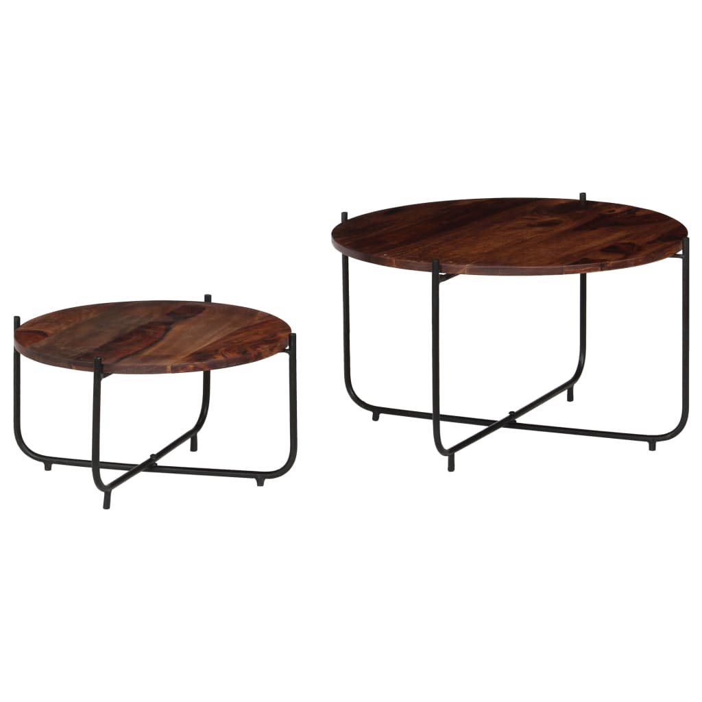 Conj. mesas de centro 2 pcs madeira de sheesham maciça 60x35 cm - Image 10