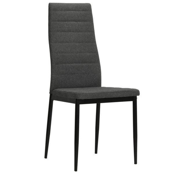 Cadeiras de jantar 4 pcs tecido cinzento-escuro - Image 2