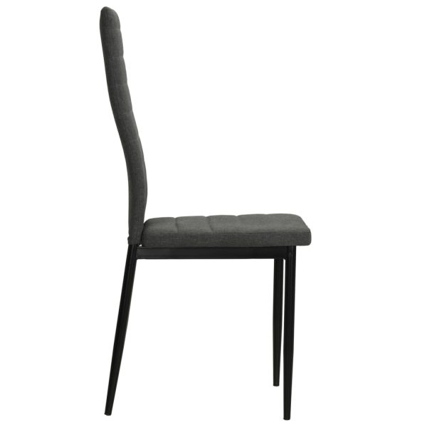 Cadeiras de jantar 4 pcs tecido cinzento-escuro - Image 4